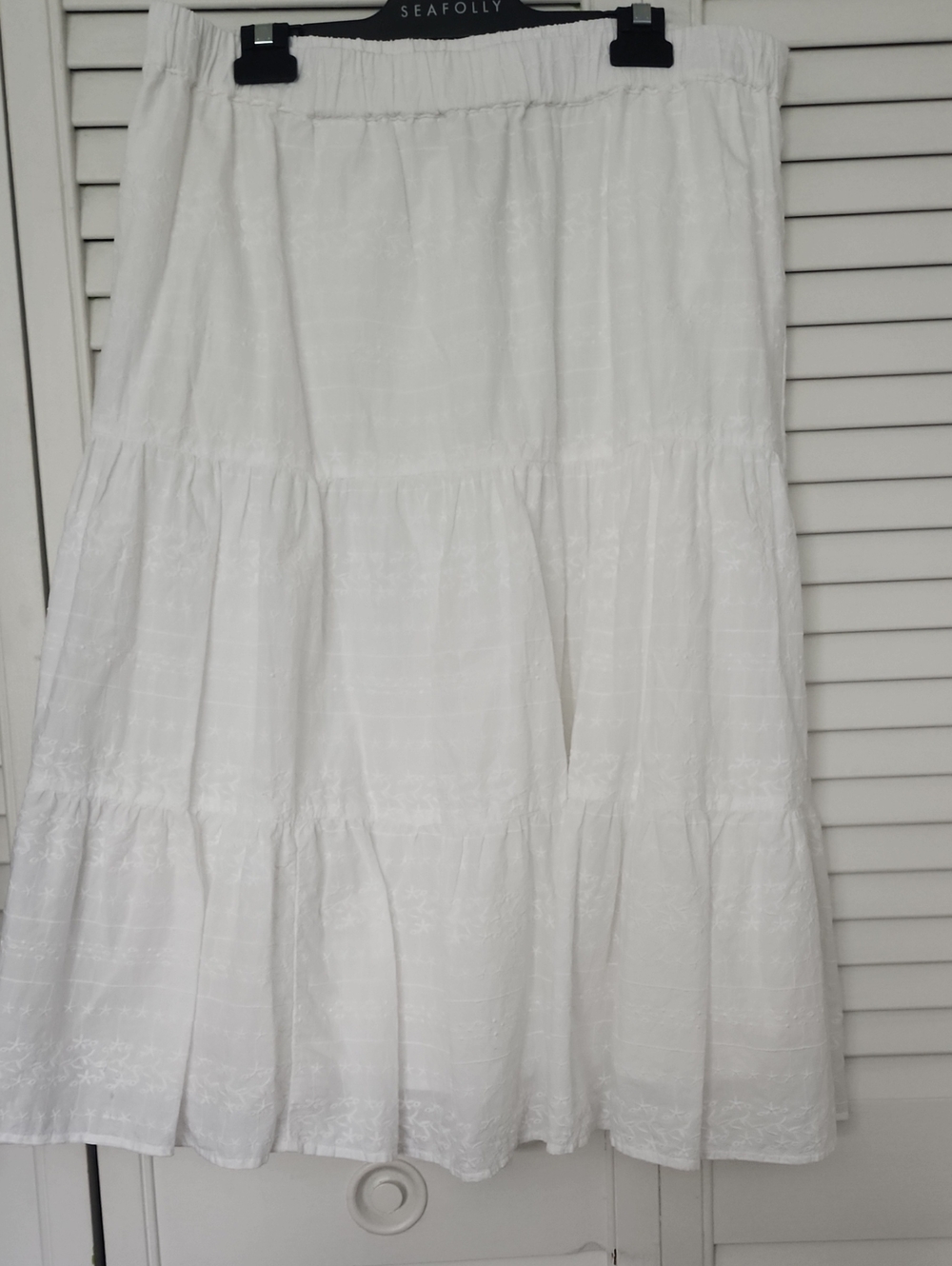 St. John's Bay White Tiered Maxi Skirt with Elastic Waist